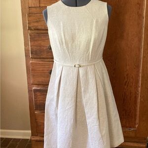 Liz Claiborne Cream Pleated Midi Dress